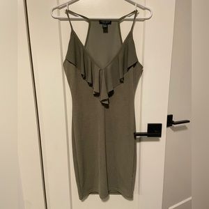 Olive Green Dress with Frills